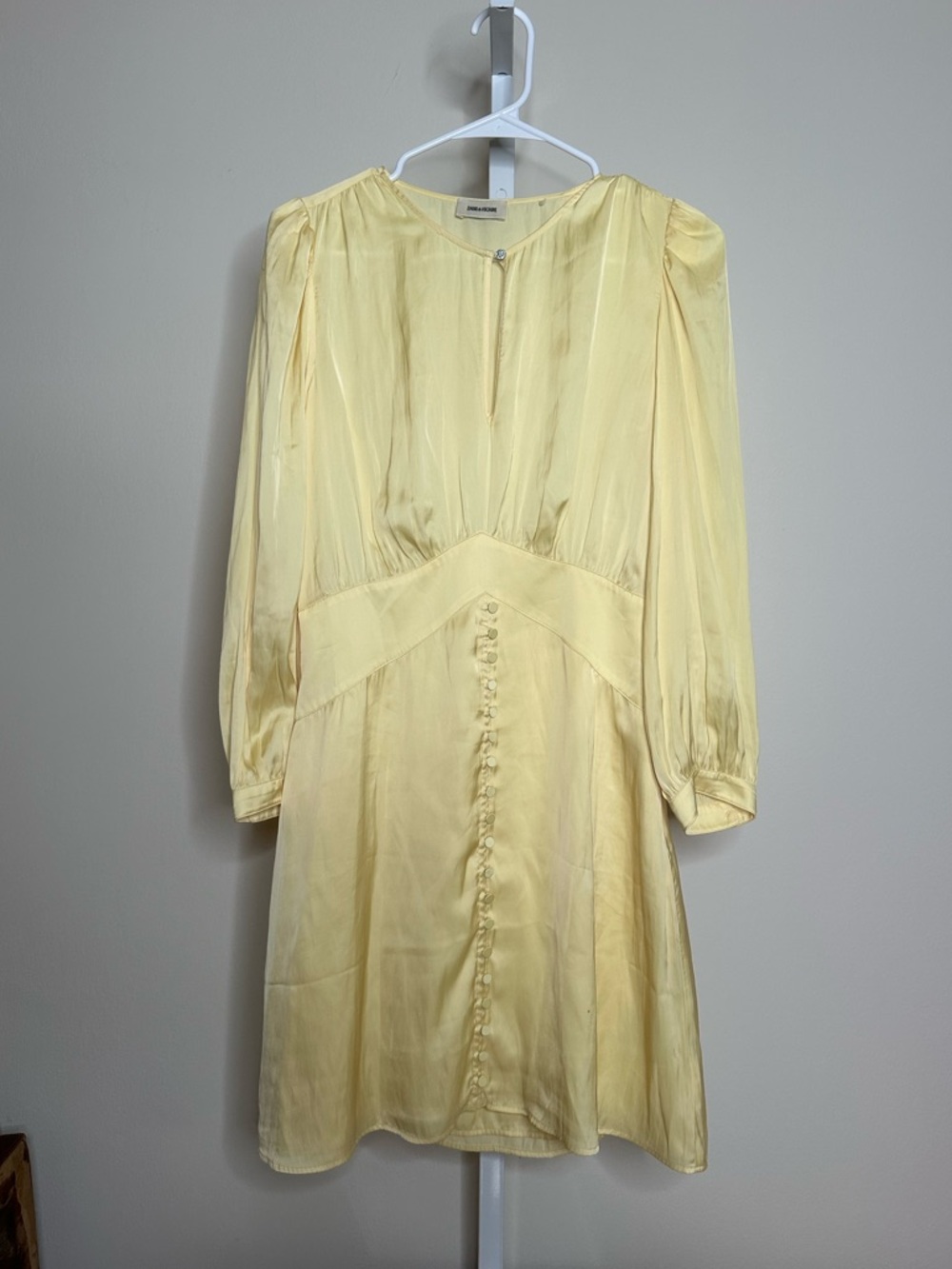 Zadig & Voltaire Butter Yellow Long-Sleeve Button-Front Mini Dress - Picture 5 of 7